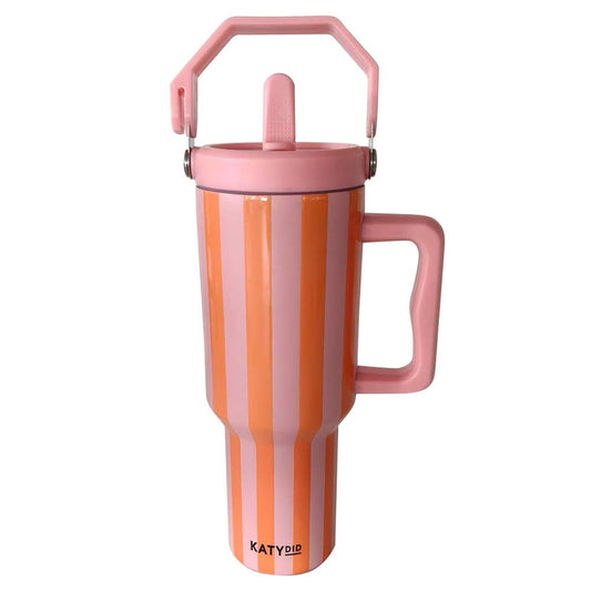 Pink and Orange Striped 38 Oz Cabana Jug Tumbler Grad Gift