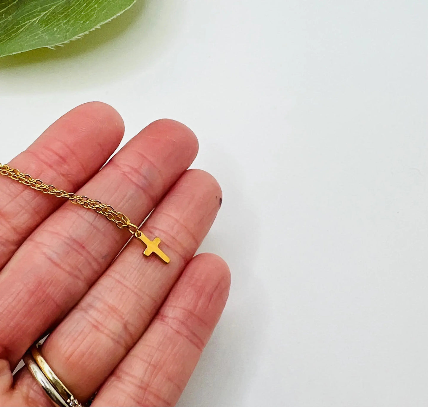 Cross Necklace, Small Gold Cross Necklace, Gift for Her