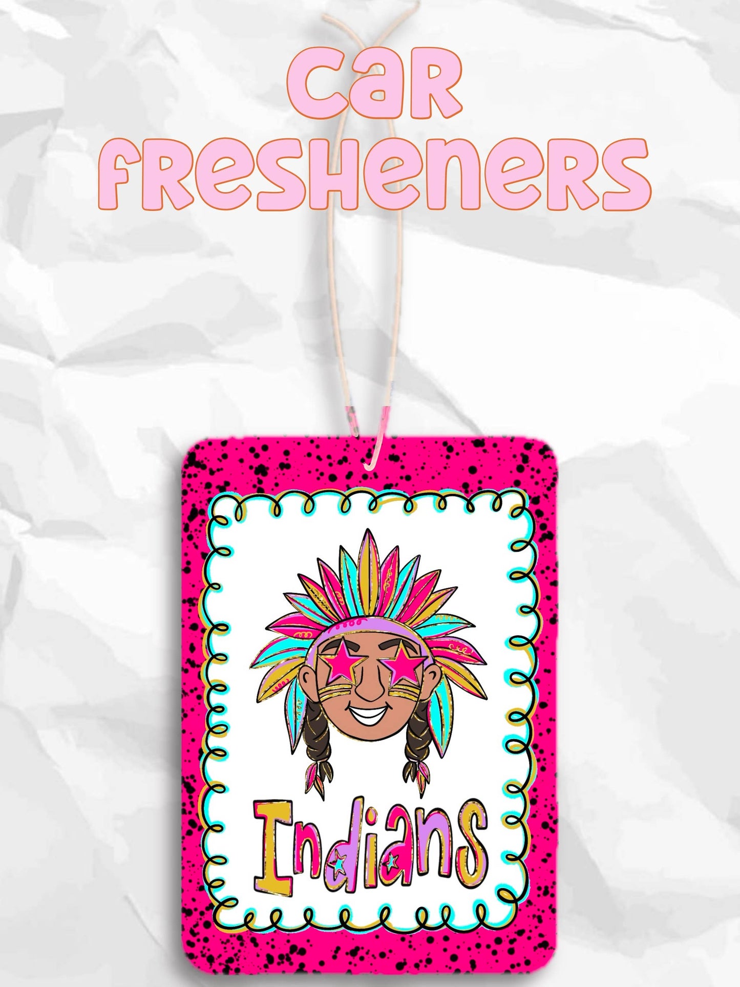 Indians mascot neon colorful car fresheners