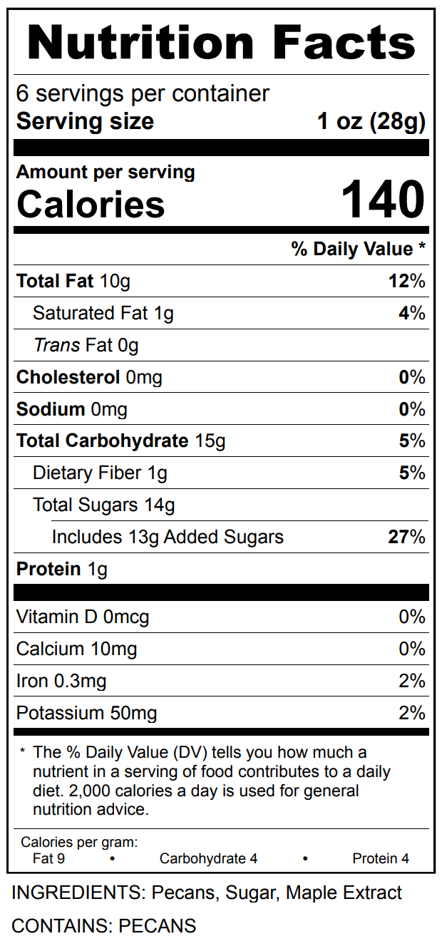 Maple Roasted Pecans | Gourmet Candied Nuts Gift | 6oz Box