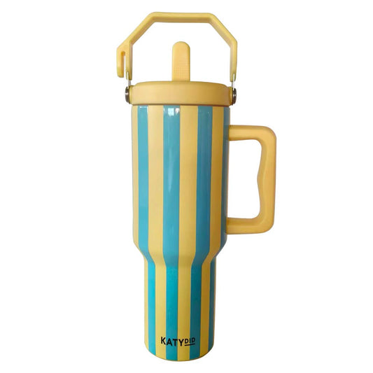 Yellow and Aqua Striped Easter 38 Oz Cabana Jug Tumbler