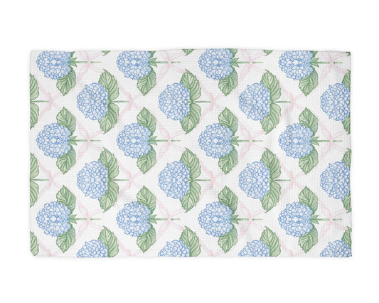 Hydrangea Flower Chinoiserie Kitchen Towel Preppy Spring
