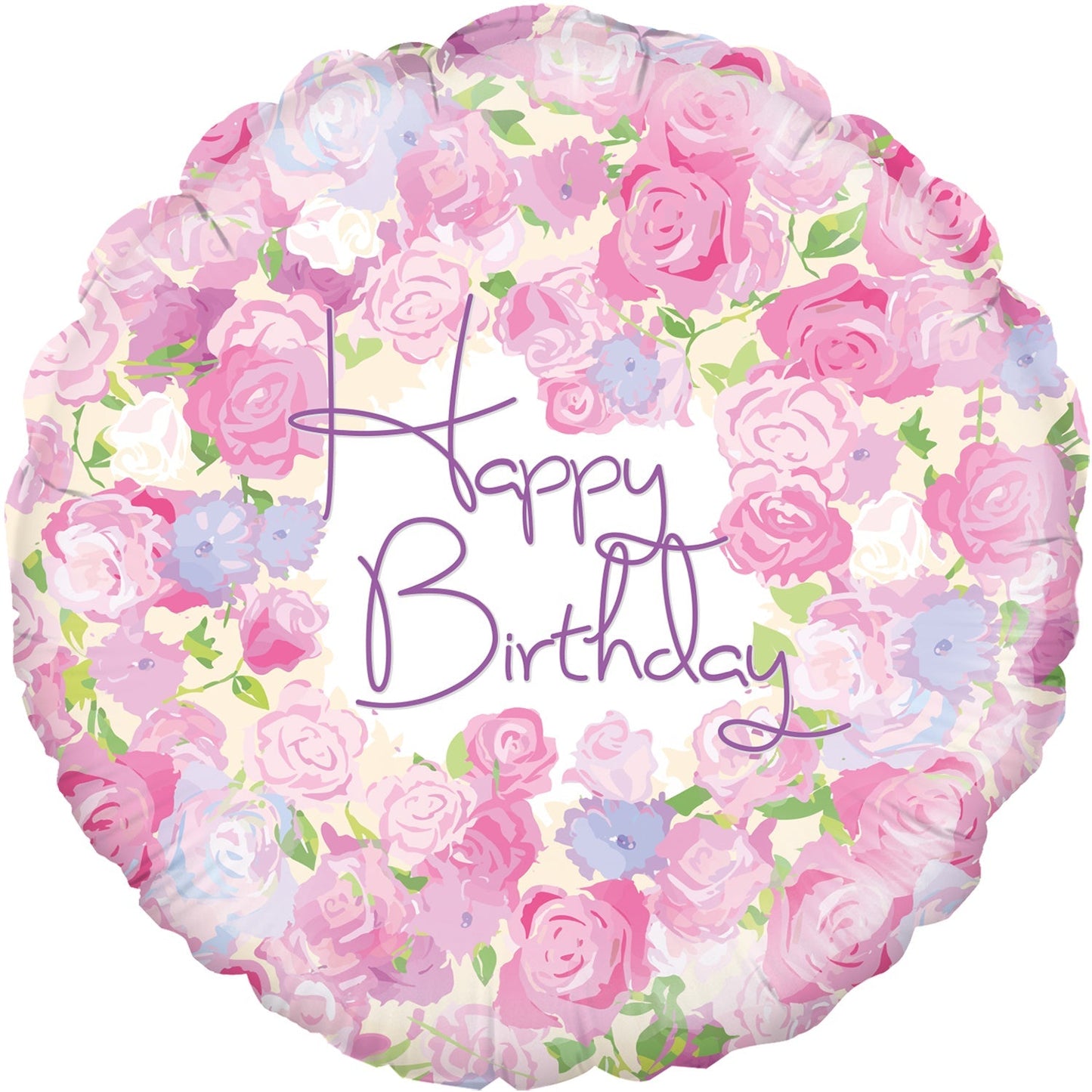 18" Vintage Floral Birthday Foil Balloon
