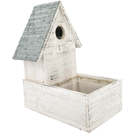 Whitewash Birdhouse Planter