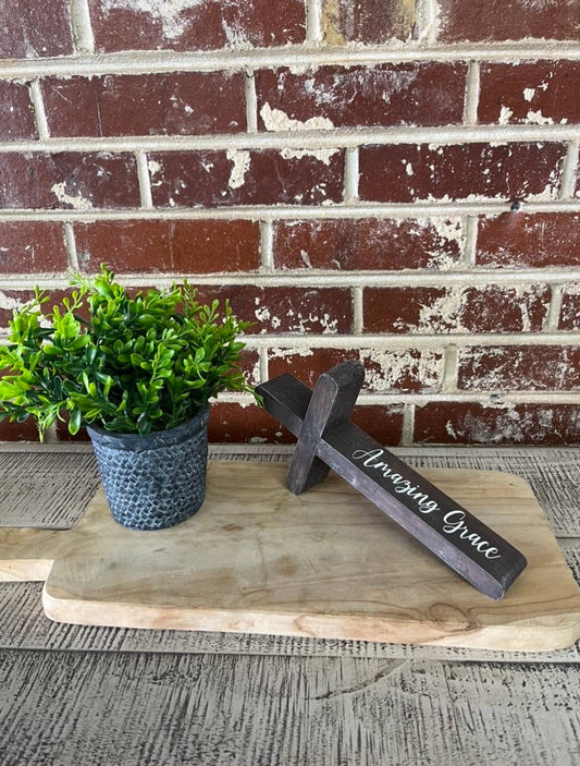 Amazing Grace Cross- Brown Rustic
