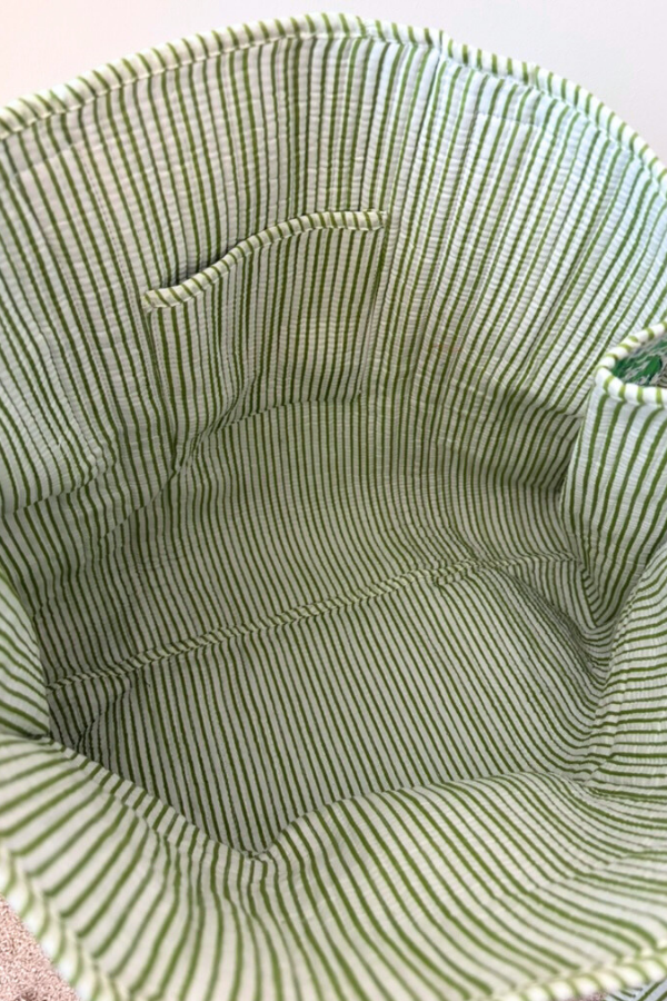 Terra Green Floral Patterned Tote Bag