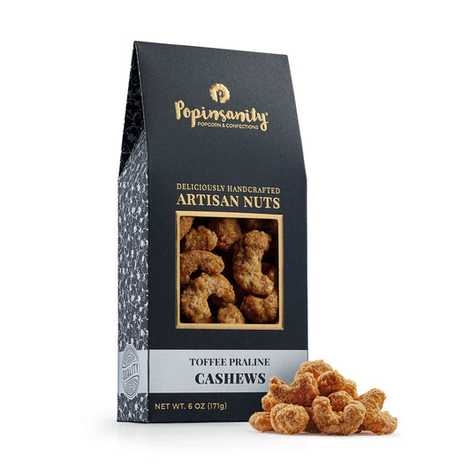 Toffee Praline Cashews | Gourmet Candied Nuts Gift | 6oz Box