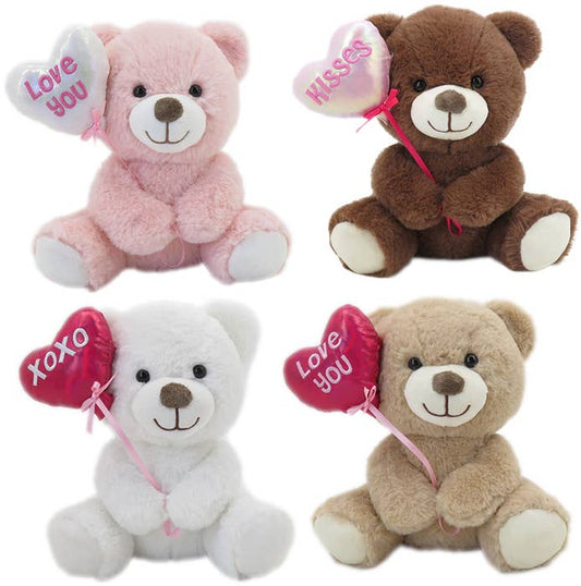 Plush Bears Holding Valentine's Balloons