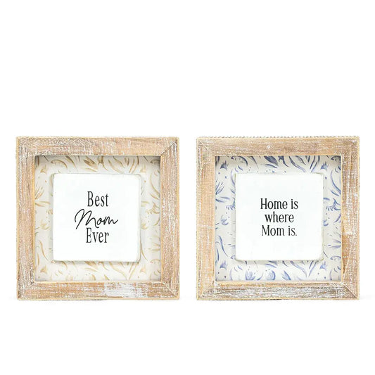 wood frame sign (HOME/MOM)