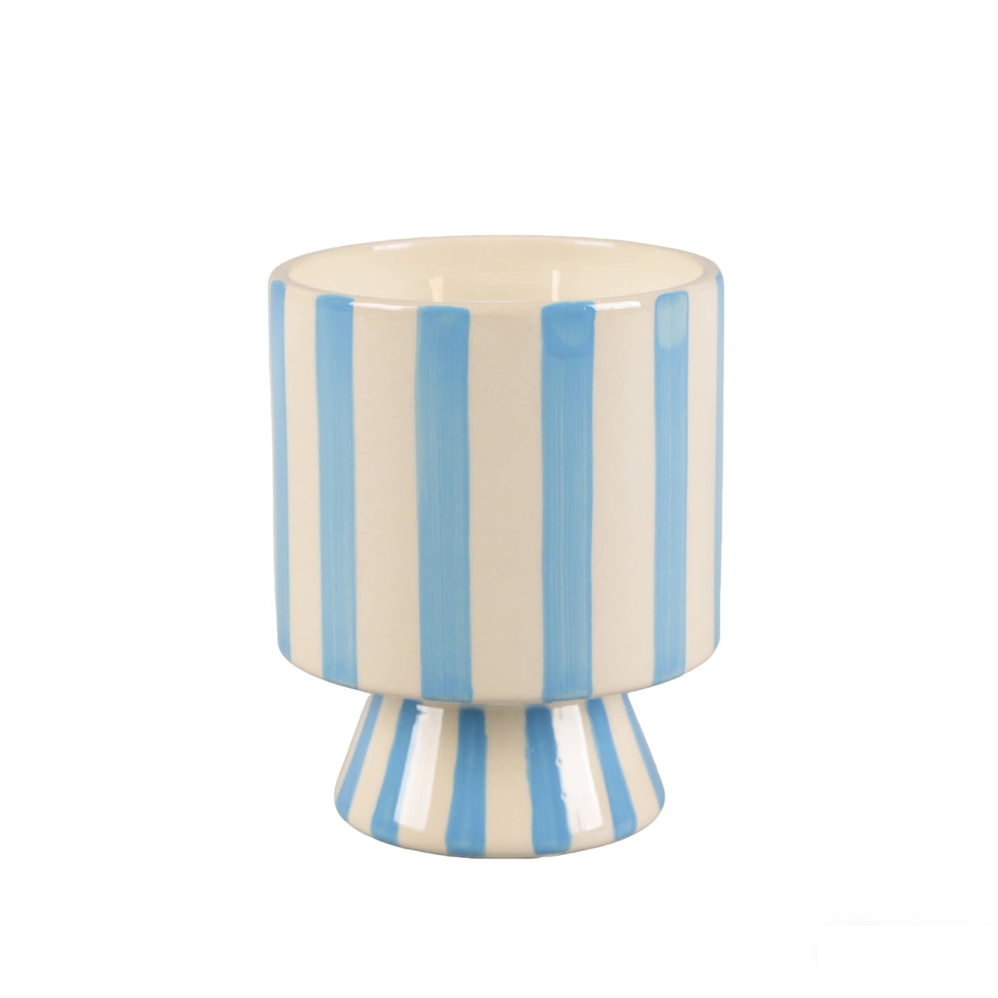 13 oz Blue Stripe Pedestal Glass Candle – Resort