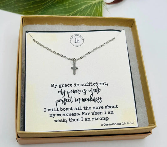 Cross Necklace, Small Gold Cross Necklace, Gift for Her