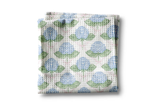 Hydrangea Flower Chinoiserie Kitchen Towel Preppy Spring