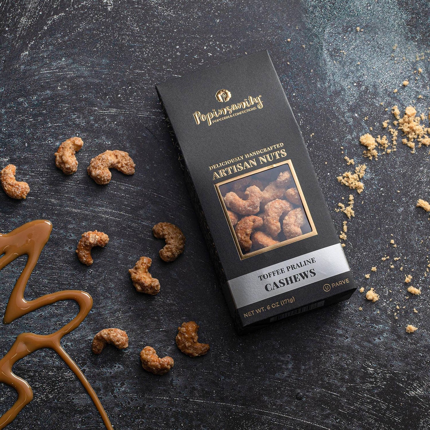 Toffee Praline Cashews | Gourmet Candied Nuts Gift | 6oz Box