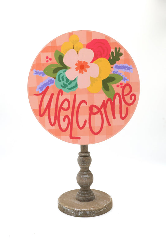 Welcome Pink Plaid Topper