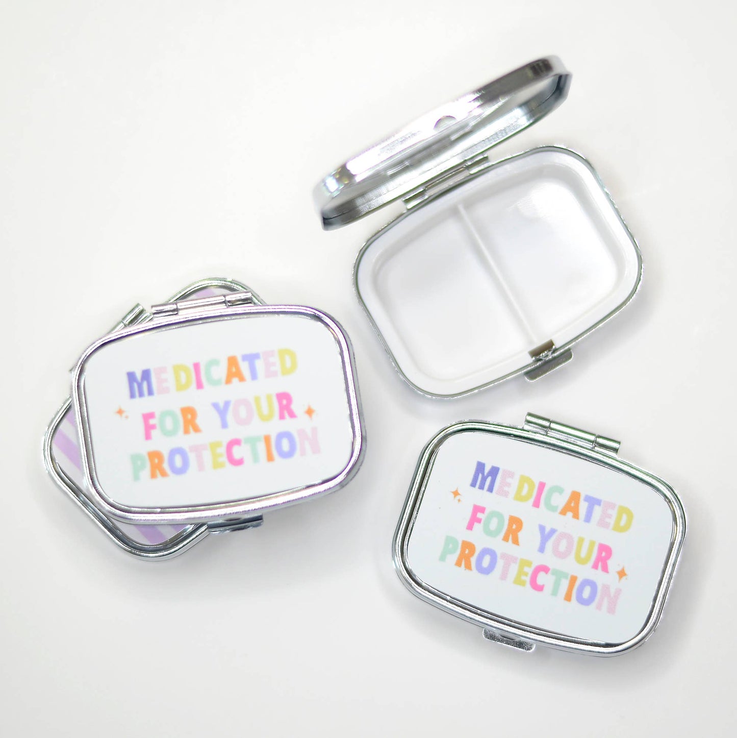 Funny Pill Box Compact Mirror Mental Health Gift Case