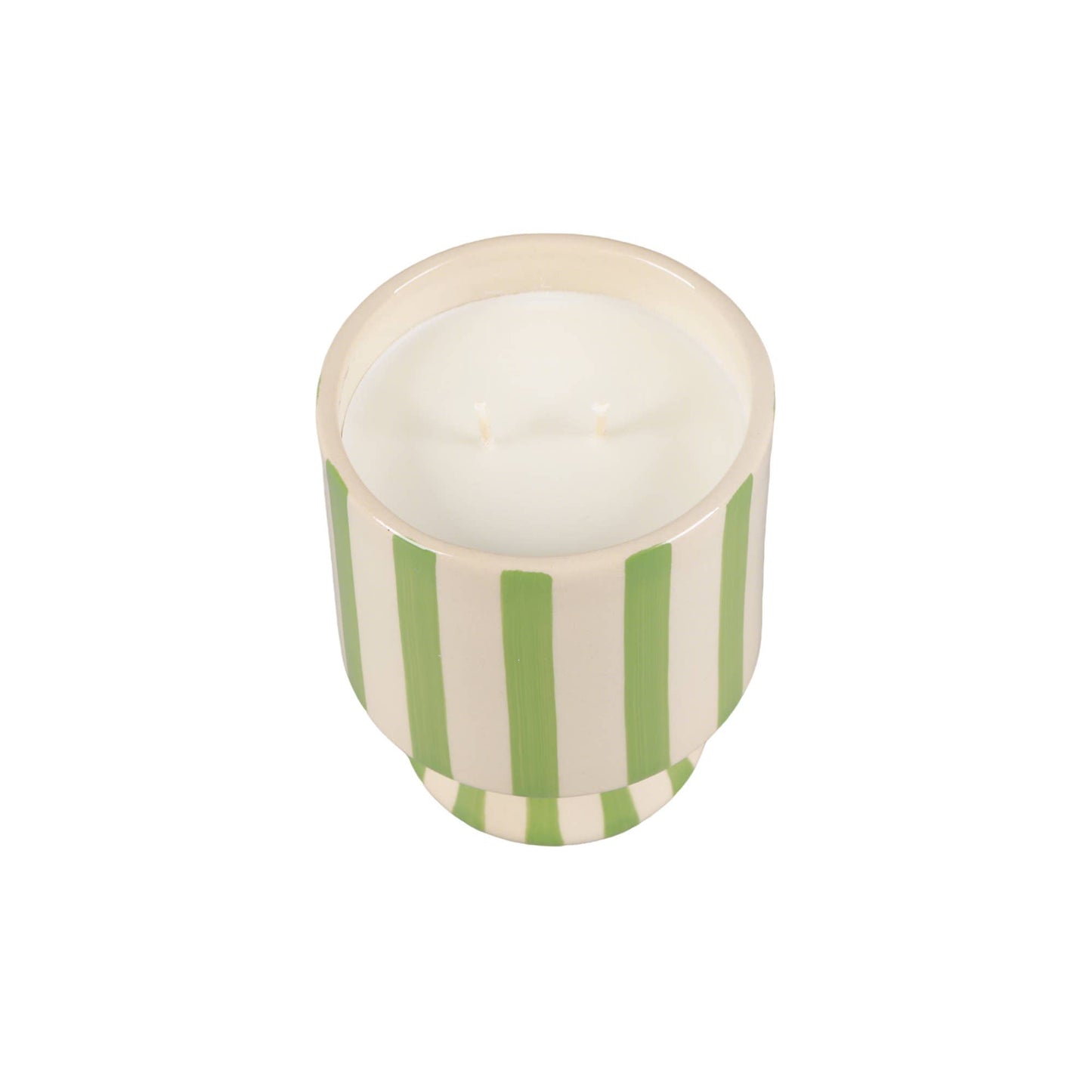 13 oz Green Stripe Pedestal Glass Candle – Cavana