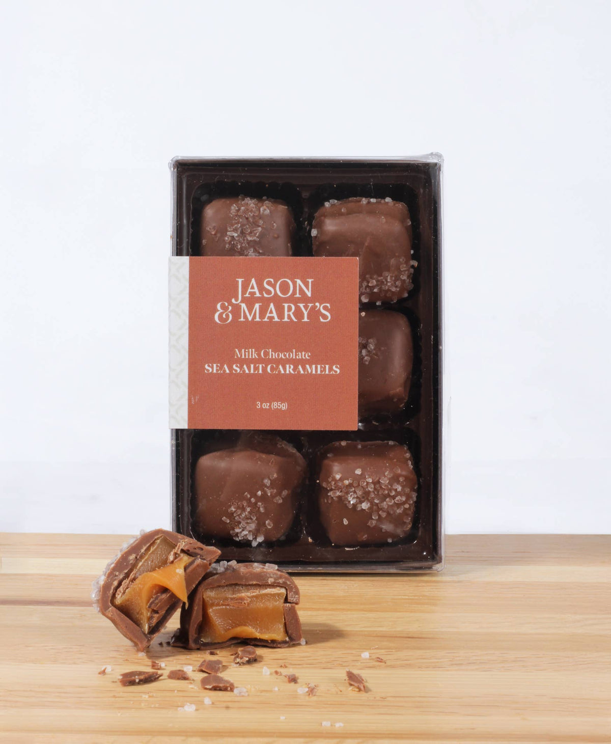 Caja de regalo de caramelos de chocolate con leche y sal marina