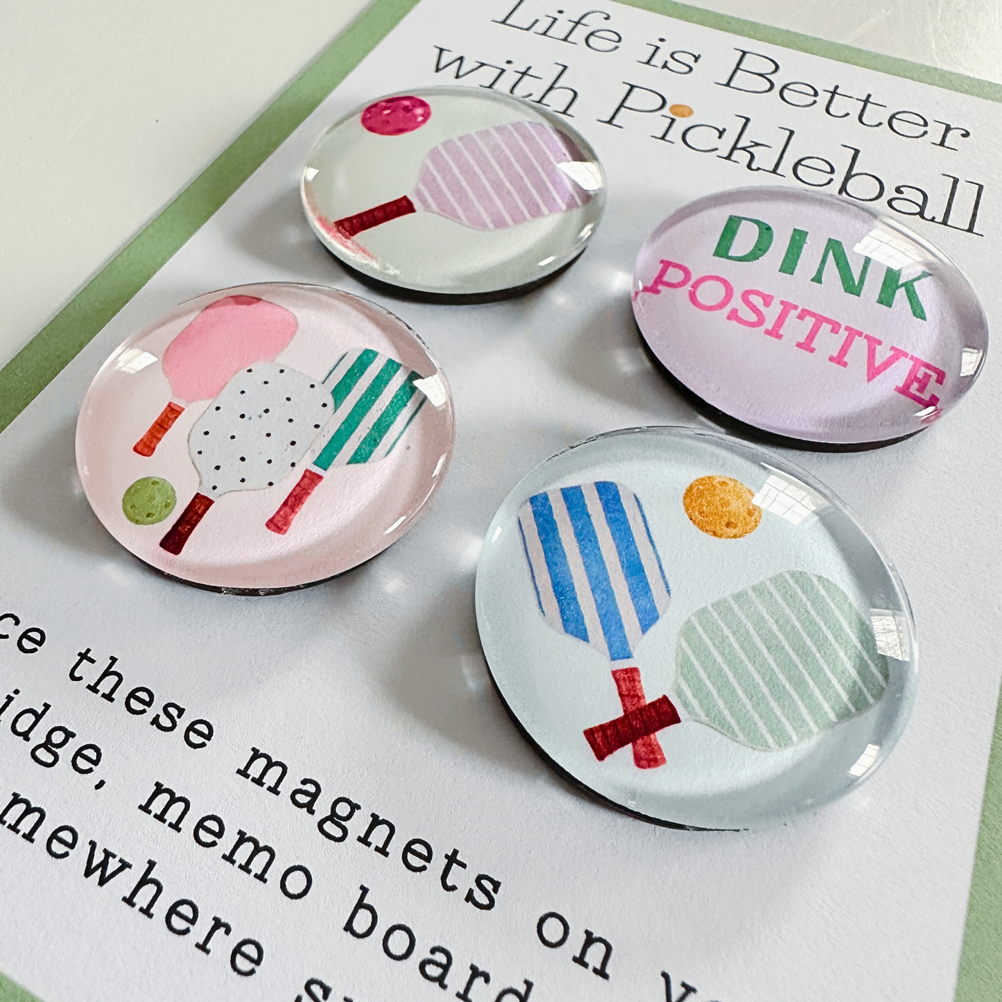 Pickleball Glass Magnet Set