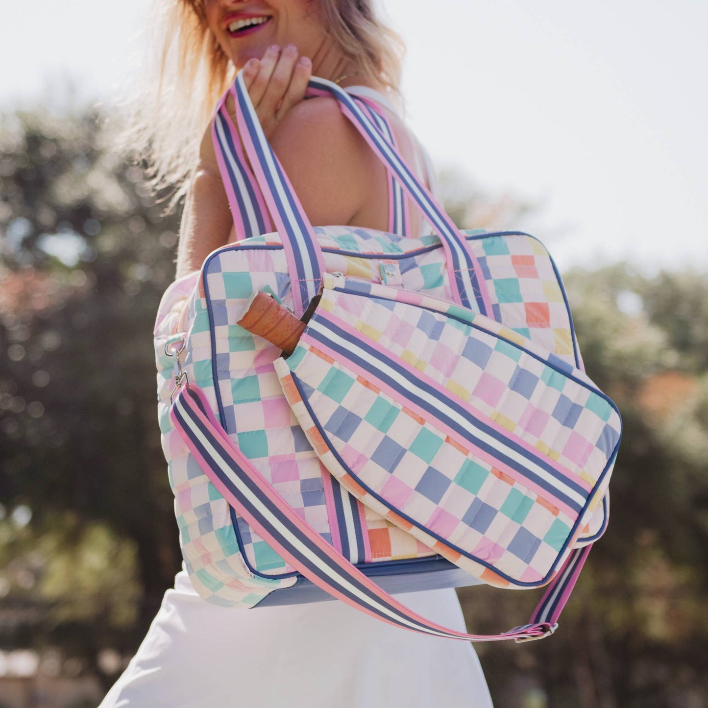 Multicolored Checker Pickleball Bag