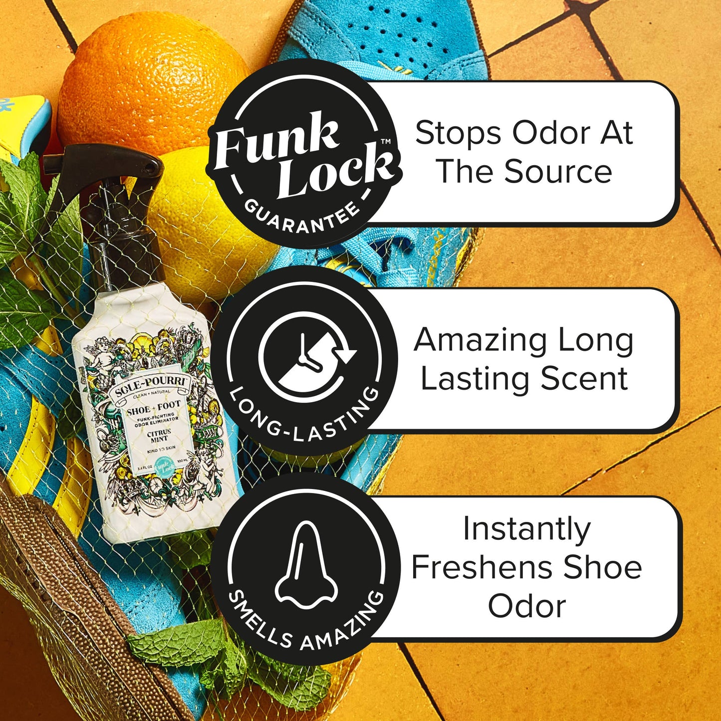 Sole~Pourri Shoe + Foot Odor Eliminator, Citrus Mint 3.4oz