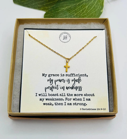 Cross Necklace, Small Gold Cross Necklace, Gift for Her