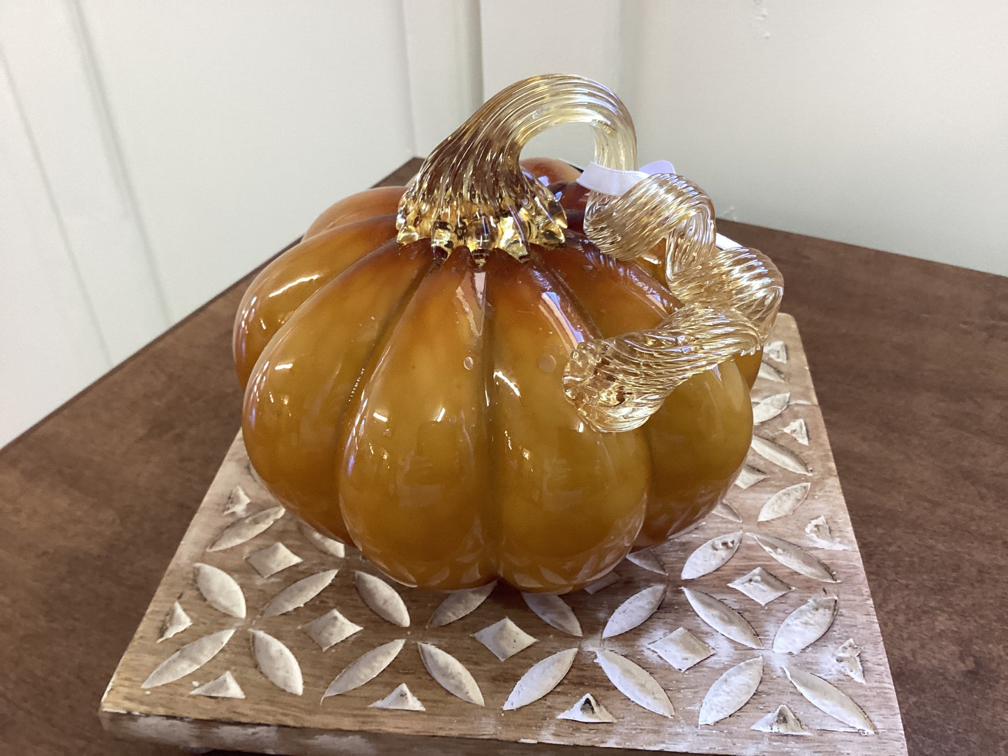 Yellow Handblown Glass Pumpkin