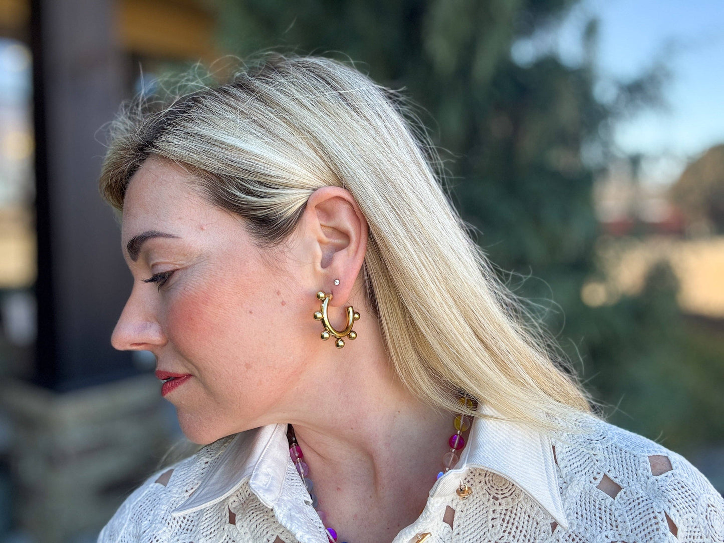 Hoop Earrings - Medium - Gold-Plated Balls - Naomi