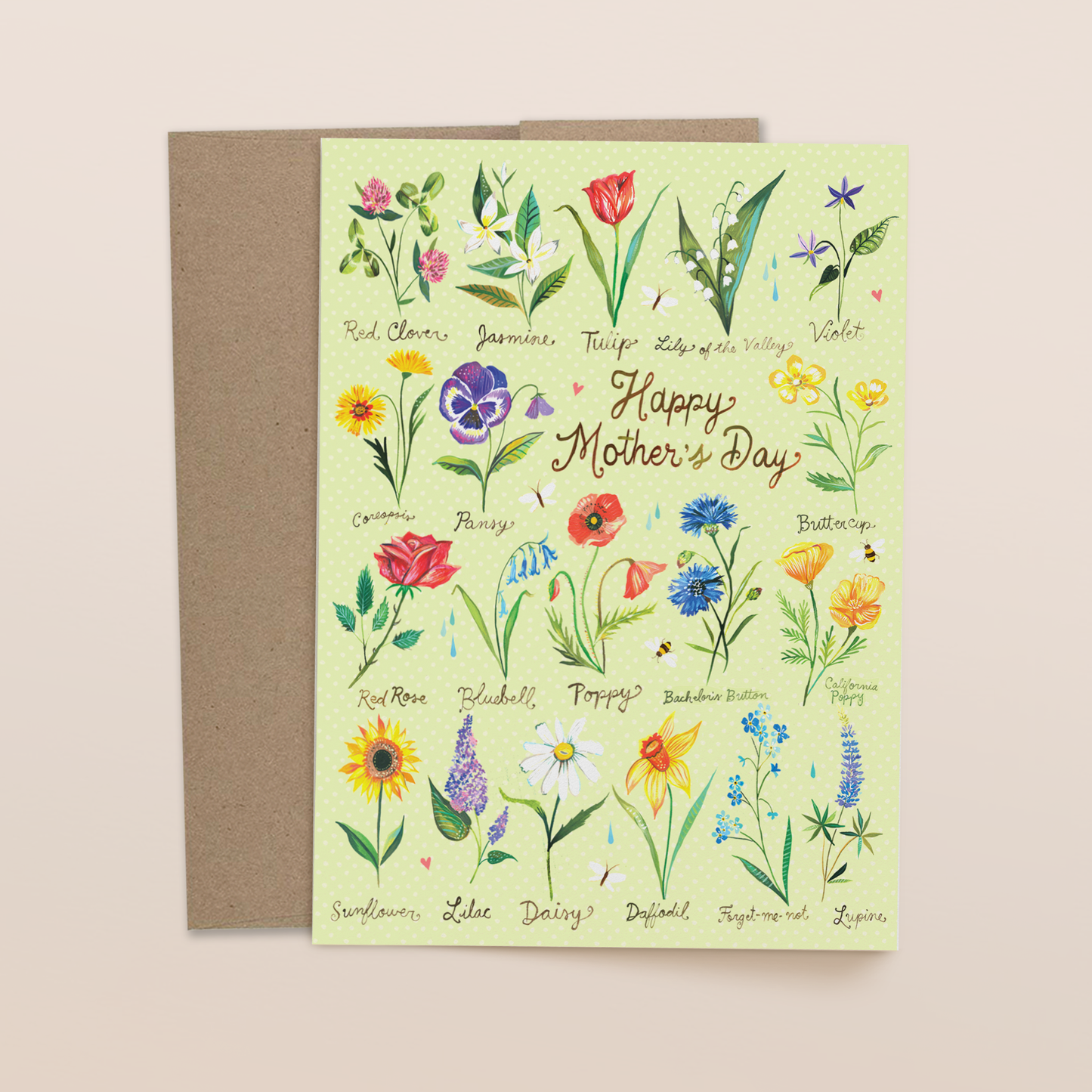 Tarjeta del Día de la Madre con flores silvestres