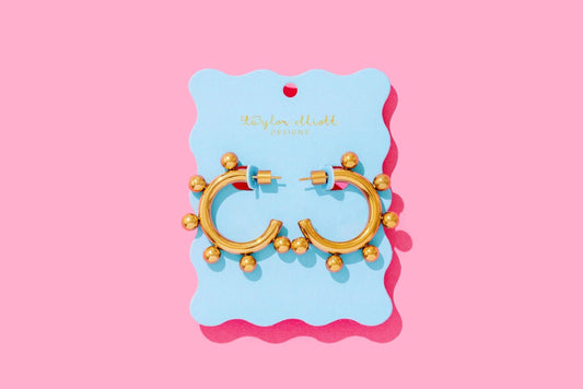 Hoop Earrings - Medium - Gold-Plated Balls - Naomi