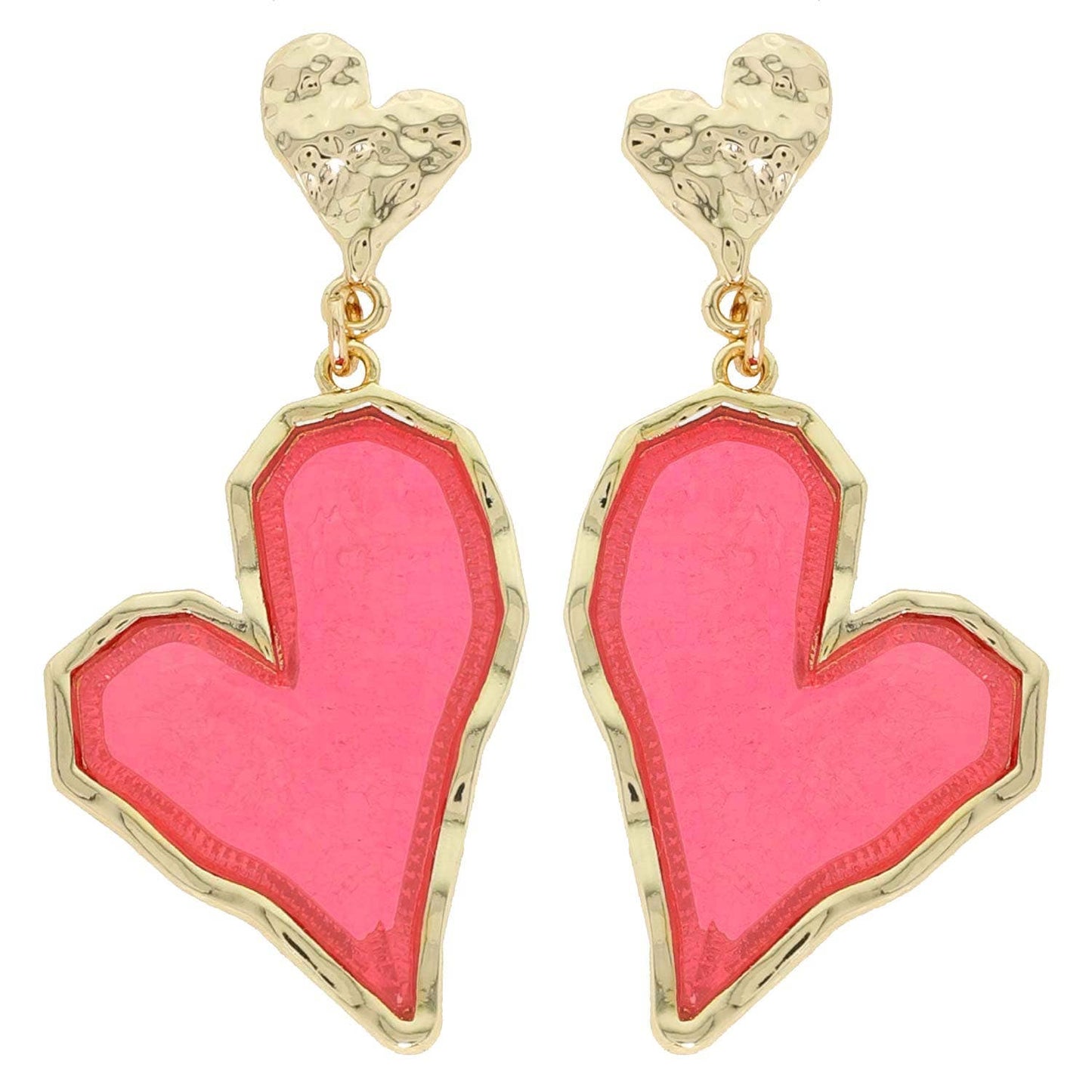 Irregular Metal Heart Enamel Coated Drop Earrings