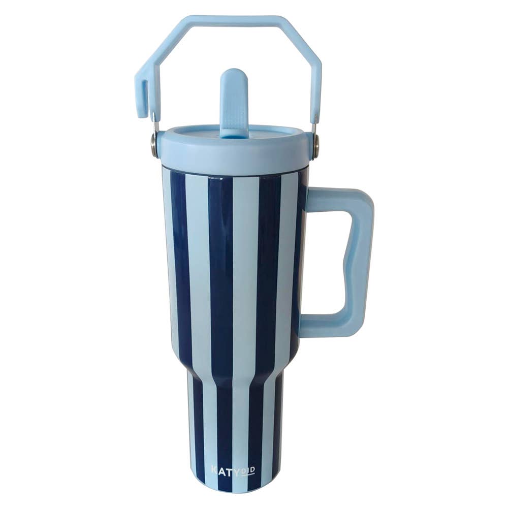 Light Blue and Navy Striped 38 Oz Easter Cabana Jug Tumbler