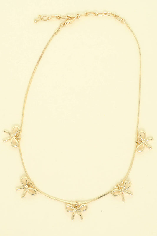 Herringbone Bowknot Station Chain Necklace