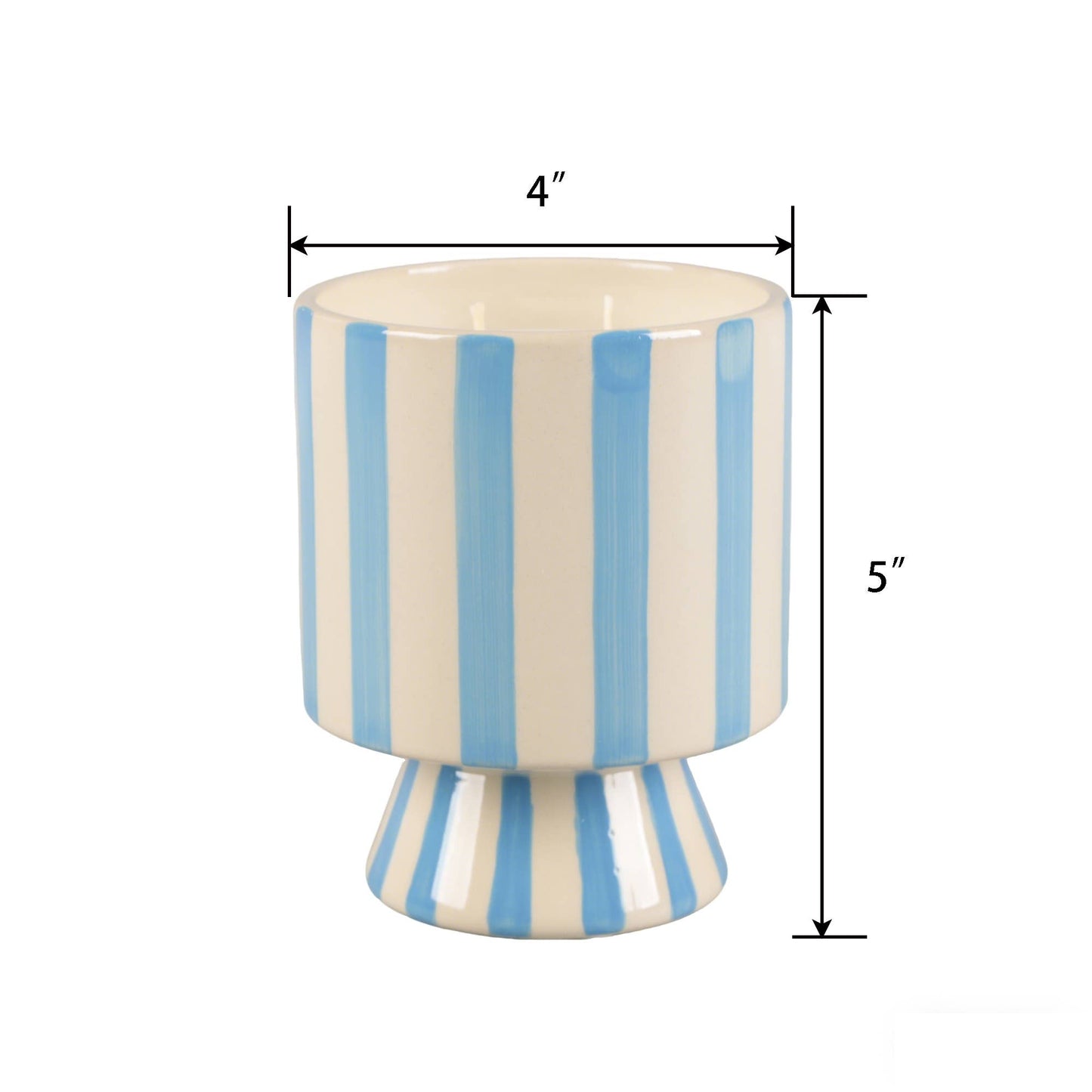 13 oz Blue Stripe Pedestal Glass Candle – Resort