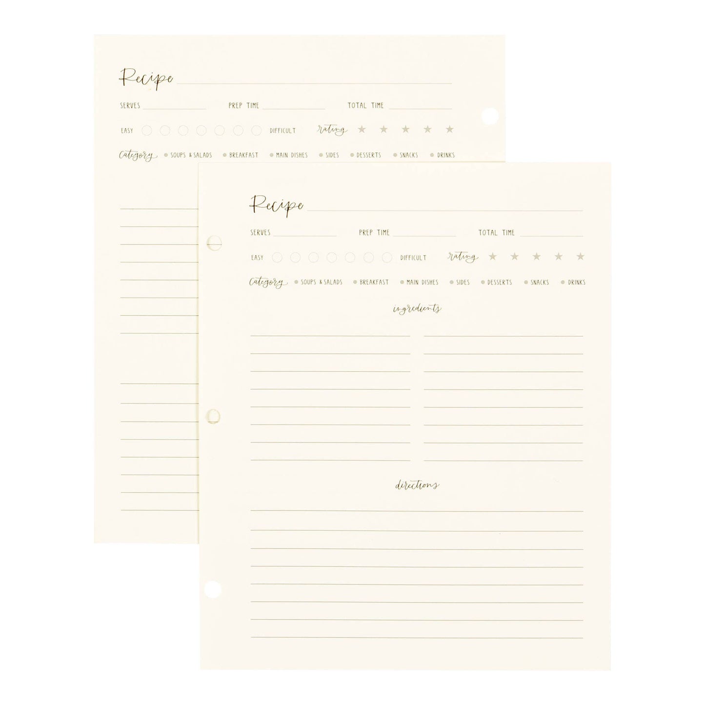 Petite Recipe Page Set