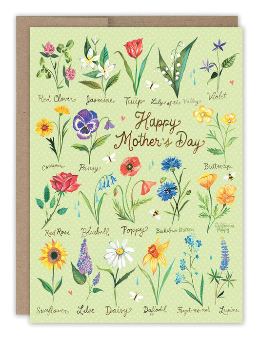 Tarjeta del Día de la Madre con flores silvestres