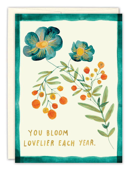 Bloom Lovelier Each Year Birthday Card